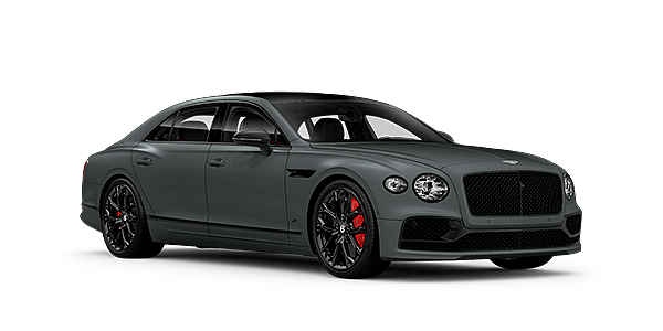 Bentley Hampshire Bentley Flying Spur S front side angled view in Cambrian Grey coloured exterior. 