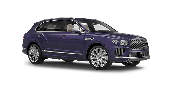 Bentley Hampshire Bentayga Extended Wheelbase Mulliner luxury SUV front three quarter in Tanzanite Purple paint