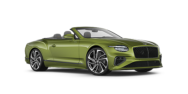 %dealeryCompanyName% Bentley New Continental GTC Speed convertible front 3/4 view in Tourmaline Green paint with 22 inch sports whee